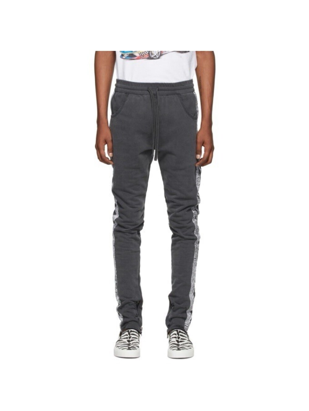 $530 Alchemist Miami Bandana Trim Sweatpants Gray XXL 2XL Side Zip Track Pants - Picture 1 of 8